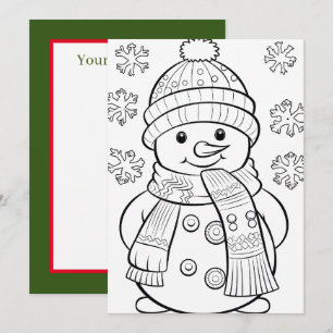 Weihnachtskinder färben Schneemann fügen Text hinz Feiertagskarte