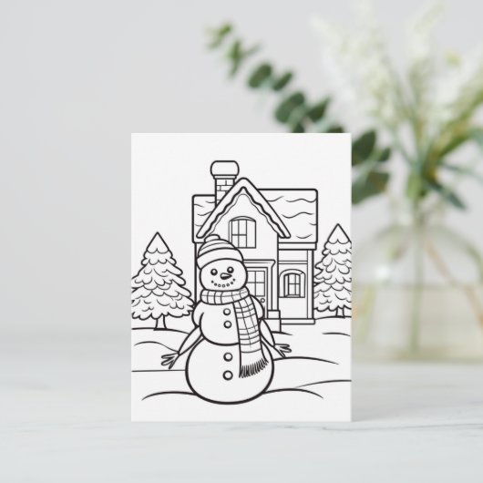 Weihnachtskinder Färben Snowman Postcard Postkarte (Stehend Vorderseite)