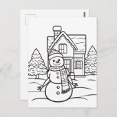 Weihnachtskinder Färben Snowman Postcard Postkarte (Vorne/Hinten)