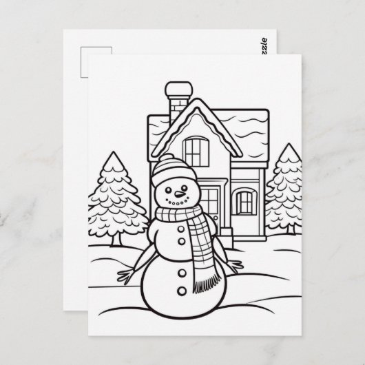 Weihnachtskinder Färben Snowman Postcard Postkarte (Vorne/Hinten)