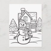 Weihnachtskinder Färben Snowman Postcard Postkarte (Vorderseite)