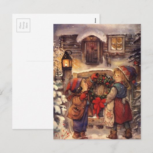 Weihnachtskinder Feiertagspostkarte (Vorne/Hinten)