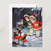 Weihnachtskinder Festtage Postkarte (Vorne/Hinten)