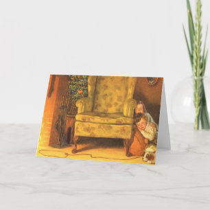 Weihnachtskinder für den Weihnachtsmann Gewartet Feiertagskarte