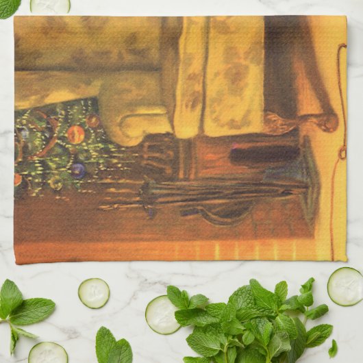 Weihnachtskinder für den Weihnachtsmann Gewartet Geschirrtuch (Gefaltet)