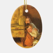 Weihnachtskinder für den Weihnachtsmann Gewartet Keramikornament (Hinten)