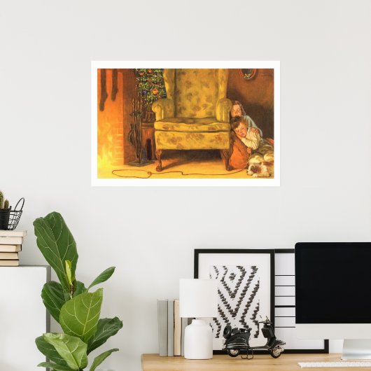 Weihnachtskinder für den Weihnachtsmann Gewartet Poster (Heimbüro)