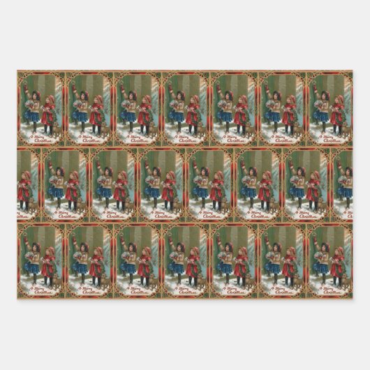 Weihnachtskinder Geschenkpapier Set (Vorderseite)