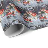 Weihnachtskinder im Jahrgang Feiertage Party Geschenkpapier (Rolleneckpunkt)