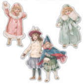 Weihnachtskinder im Schnee Aufkleber (Vorderseite)