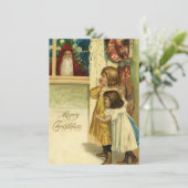 Weihnachtskinder im Weihnachtsalter Weihnachtsmann Feiertagskarte (Stehend Vorderseite)