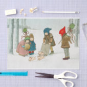 Weihnachtskinder in einem Winterwald Seidenpapier (Handwerk)