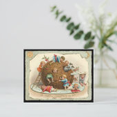 Weihnachtskinder in riesigem Pudding Feiertagspostkarte (Stehend Vorderseite)