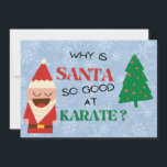 Weihnachtskinder lustige Kinder Weihnachtswitz rot Feiertagskarte<br><div class="desc">Kinder Liebe Weihnachtswitze. Die Weihnachtskarte dieser niedlichen Cartoon hat einen lustigen Witz über den Weihnachtsmann und Karate vorne. Innerhalb der Karte ist eine niedliche rote Fläche mit dem Gürtel des Weihnachtsmanns. Das ist eine perfekte Grußkarte für Kinder.</div>