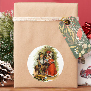 Weihnachtskinder Runder Aufkleber