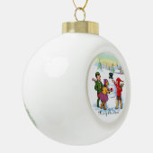 Weihnachtskinder, Schneemann Keramik Kugel-Ornament (Links)