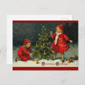 Weihnachtskinder schneien postkarte (Vorne/Hinten)