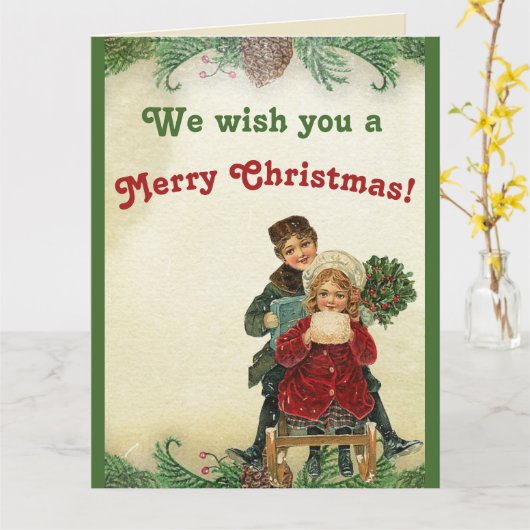 Weihnachtskinder spielen Kieferknochen Karte (Gelbe Blume)