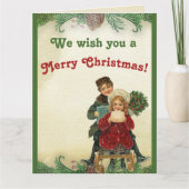 Weihnachtskinder spielen Kieferknochen Karte (Vorderseite)