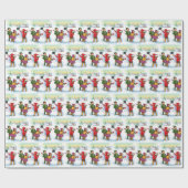 Weihnachtskinder und Party mit Schneemann Geschenkpapier (Flach)