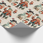 Weihnachtskinder und Snowmen Geschenkpapier (Ecke)