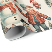 Weihnachtskinder und Snowmen Geschenkpapier (Rolleneckpunkt)