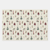 Weihnachtskinder und Spielzeuge Rot Grün Weiß Geschenkpapier Set (Vorderseite 3)