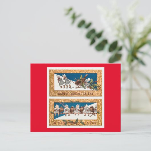 Weihnachtskinder und Vögel Feiertagspostkarte (Stehend Vorderseite)