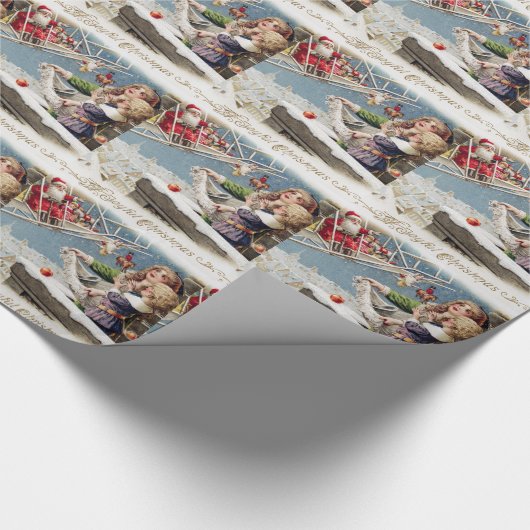 Weihnachtskinder Vintag Geschenkpapier (Ecke)