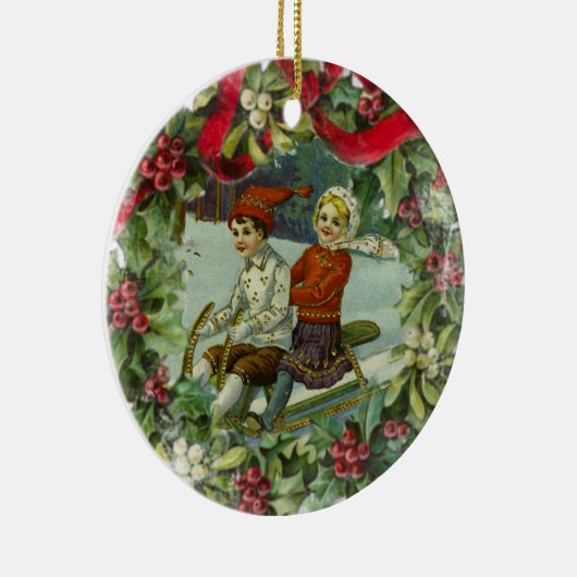 Weihnachtskinder Vintage Keramik Ornament (Rechts)