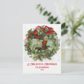 Weihnachtskinder Vintage Weihnachtskarte Feiertagskarte (Stehend Vorderseite)