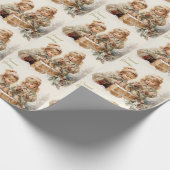 Weihnachtskinder Vintager Natur mit Vögeln Geschenkpapier (Ecke)