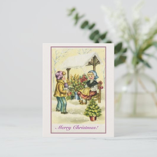 Weihnachtskinderbaum Blume Feiertagspostkarte (Stehend Vorderseite)