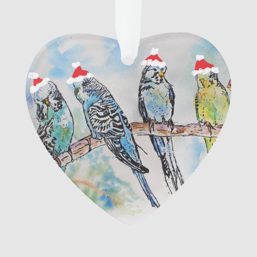 Weihnachtskinderdekoration in Santa Budgies Budgie Ornament (Vorderseite)