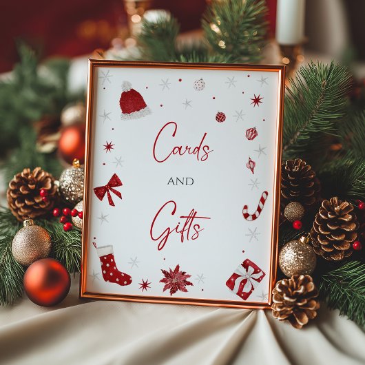 Weihnachtskinderduschkarte und Geschenke Poster