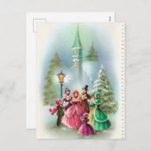 Weihnachtskirche Carolers Weihnachtsfeiertag Postk Feiertagspostkarte (Vorne/Hinten)