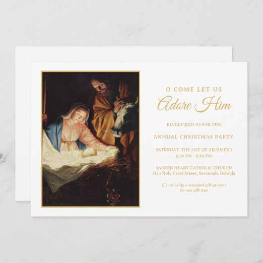 Weihnachtskirche der Krippe Einladung (Vorne/Hinten)