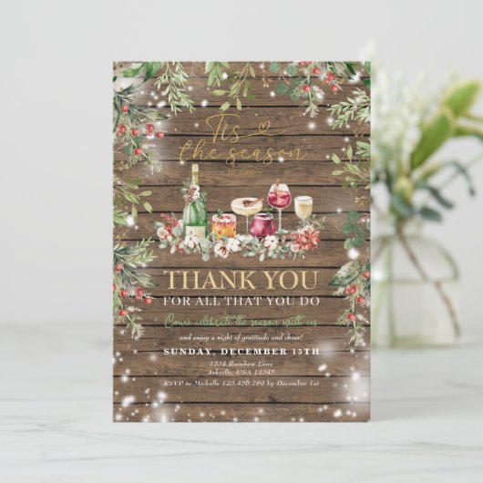 Weihnachtskirche des Holzpersonals einladen Einladung (Stehend Vorderseite)