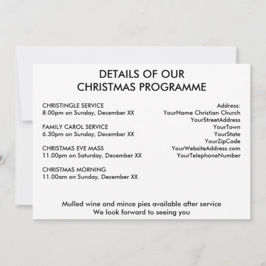 Weihnachtskirche Einladung (Rückseite)