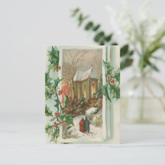 Weihnachtskirche Feiertagspostkarte (Stehend Vorderseite)