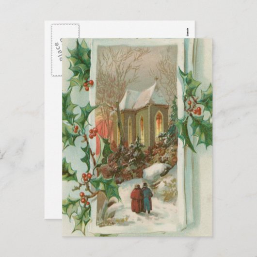 Weihnachtskirche Feiertagspostkarte (Vorne/Hinten)