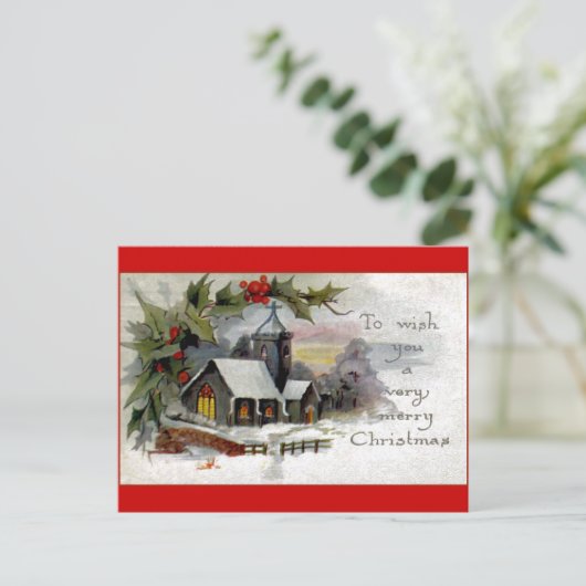 Weihnachtskirche Feiertagspostkarte (Stehend Vorderseite)