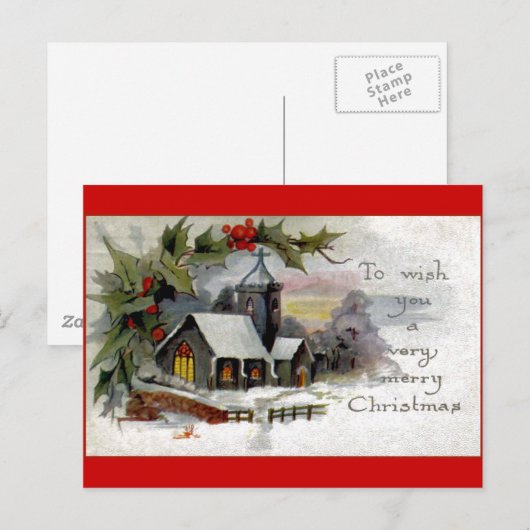 Weihnachtskirche Feiertagspostkarte (Vorne/Hinten)
