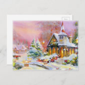 Weihnachtskirche Feiertagspostkarte (Vorne/Hinten)
