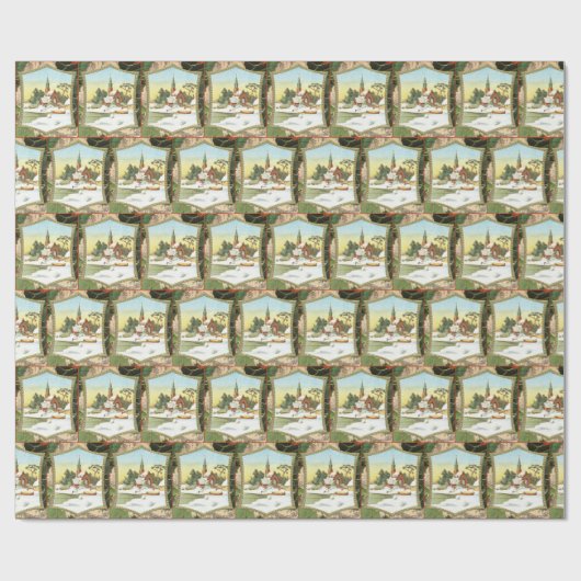 Weihnachtskirche gekachelt geschenkpapier (Flach)