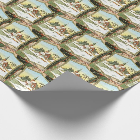 Weihnachtskirche gekachelt geschenkpapier (Ecke)