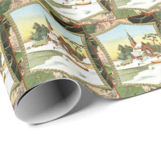 Weihnachtskirche gekachelt geschenkpapier (Rolleneckpunkt)