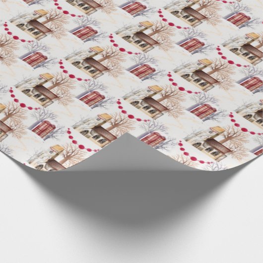 Weihnachtskirche Geschenkpapier (Ecke)