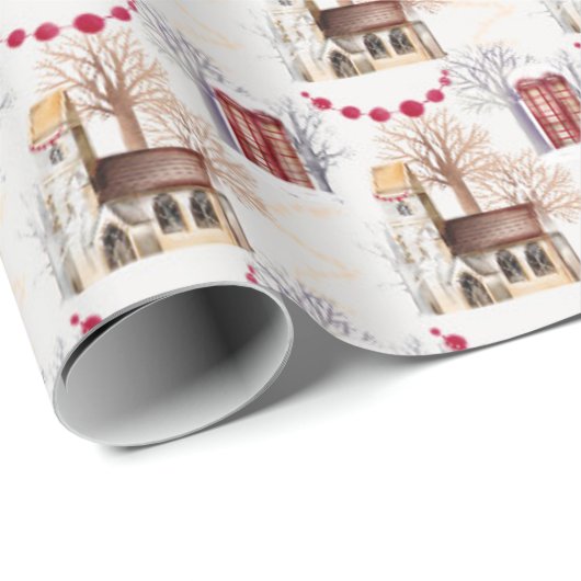 Weihnachtskirche Geschenkpapier (Rolleneckpunkt)