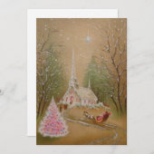 Weihnachtskirche Glitzer Winter Feiertagskarte (Vorne/Hinten)